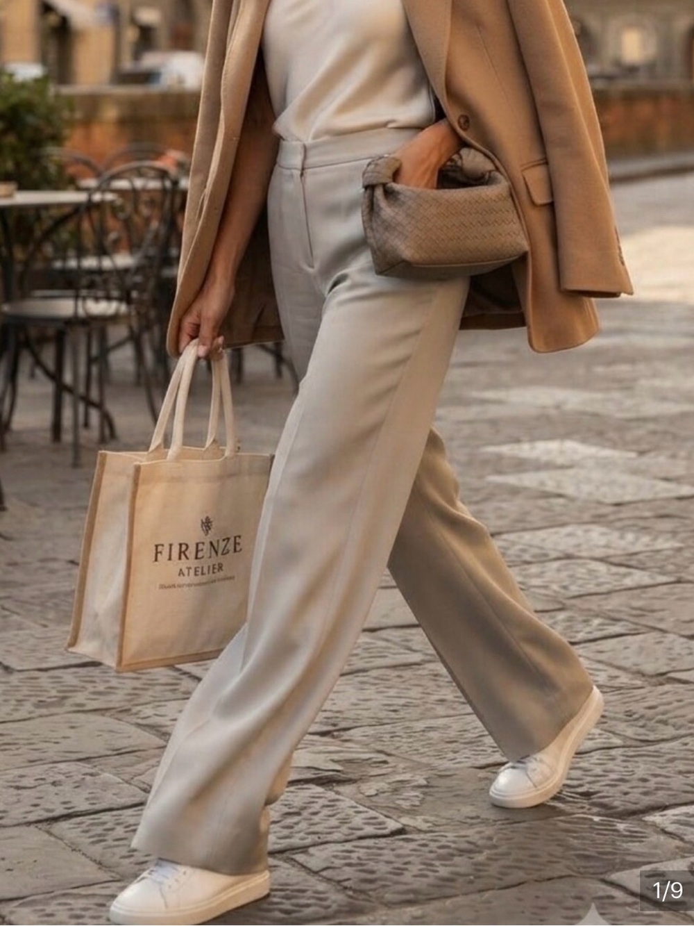 Giorgio Armani Light Gray Tailored Wide Leg Pants S